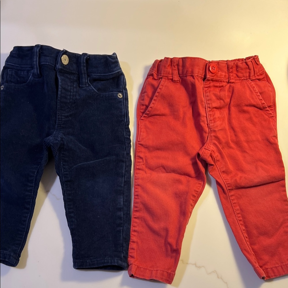 GAP and Children’s Place pants. Navy Corduroy and Nantucket Red 12-18 months